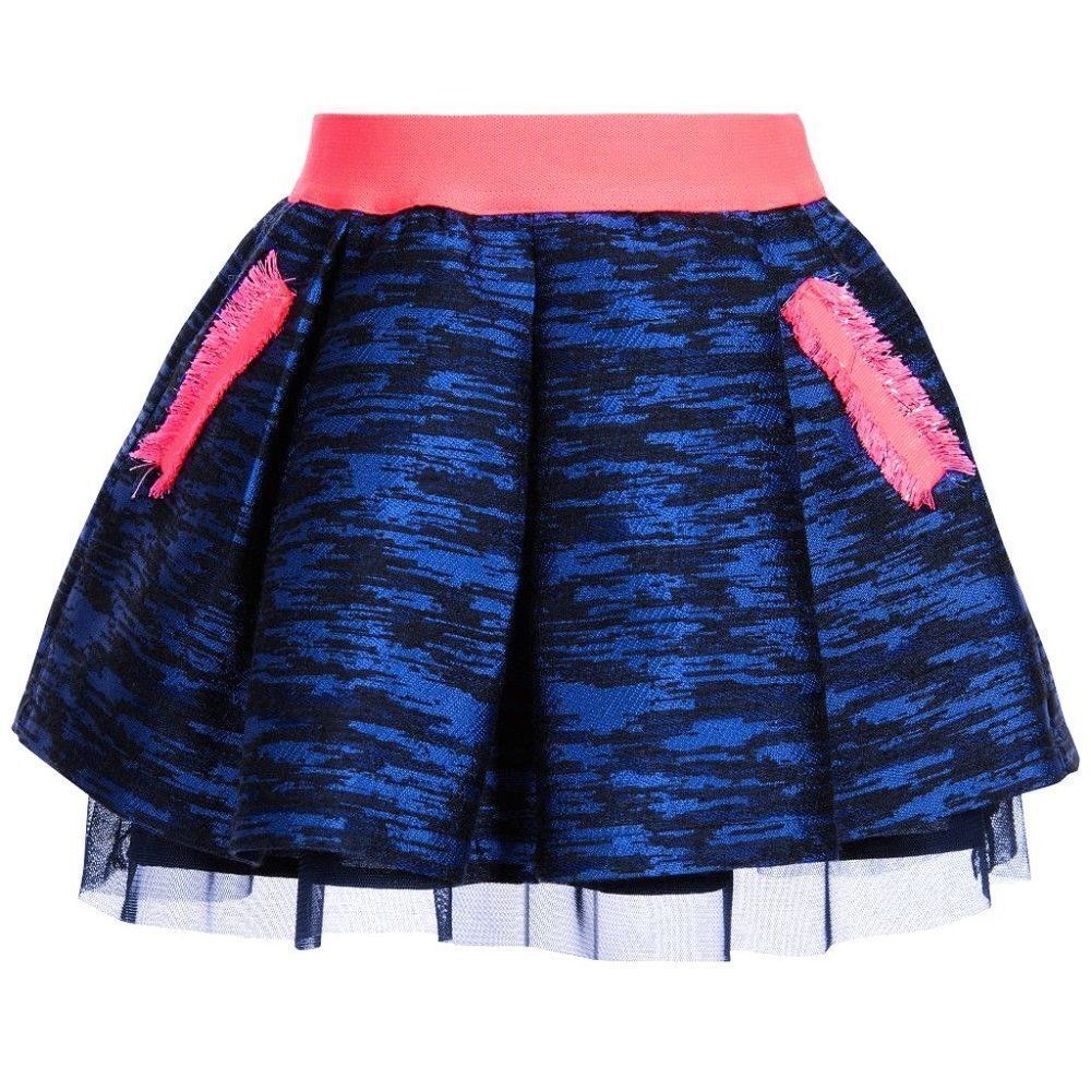 NEW Billieblush Jacquard Skirt Neon Pink Trim
